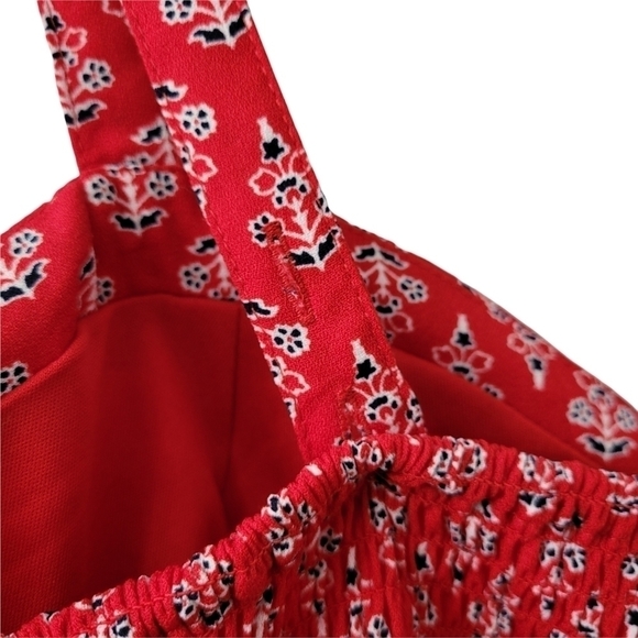 𝅺RED Floral Crop Tube Top Molded Cups Adjustable Straps Size L Band of Gypsies - Picture 6 of 9
